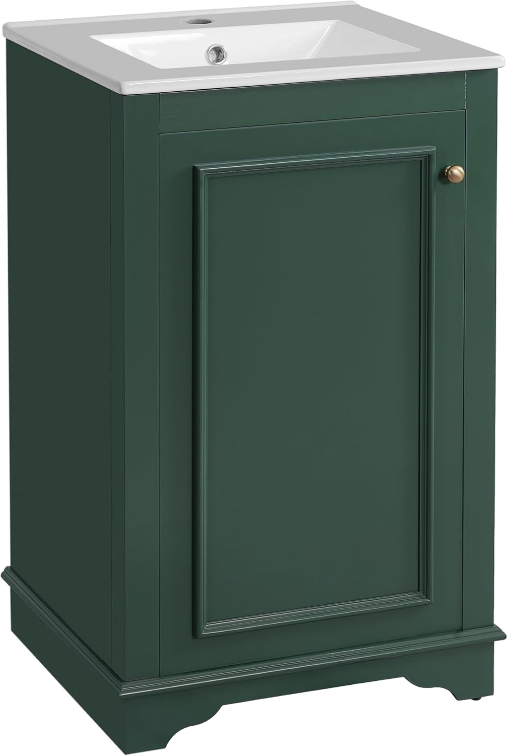 Merax 20' Narrow Bathroom Vanity with Ceramic Sink, Freetanding Modern Single Vanity Set with Soft Closing Door and Adjustable Shelf (Green)