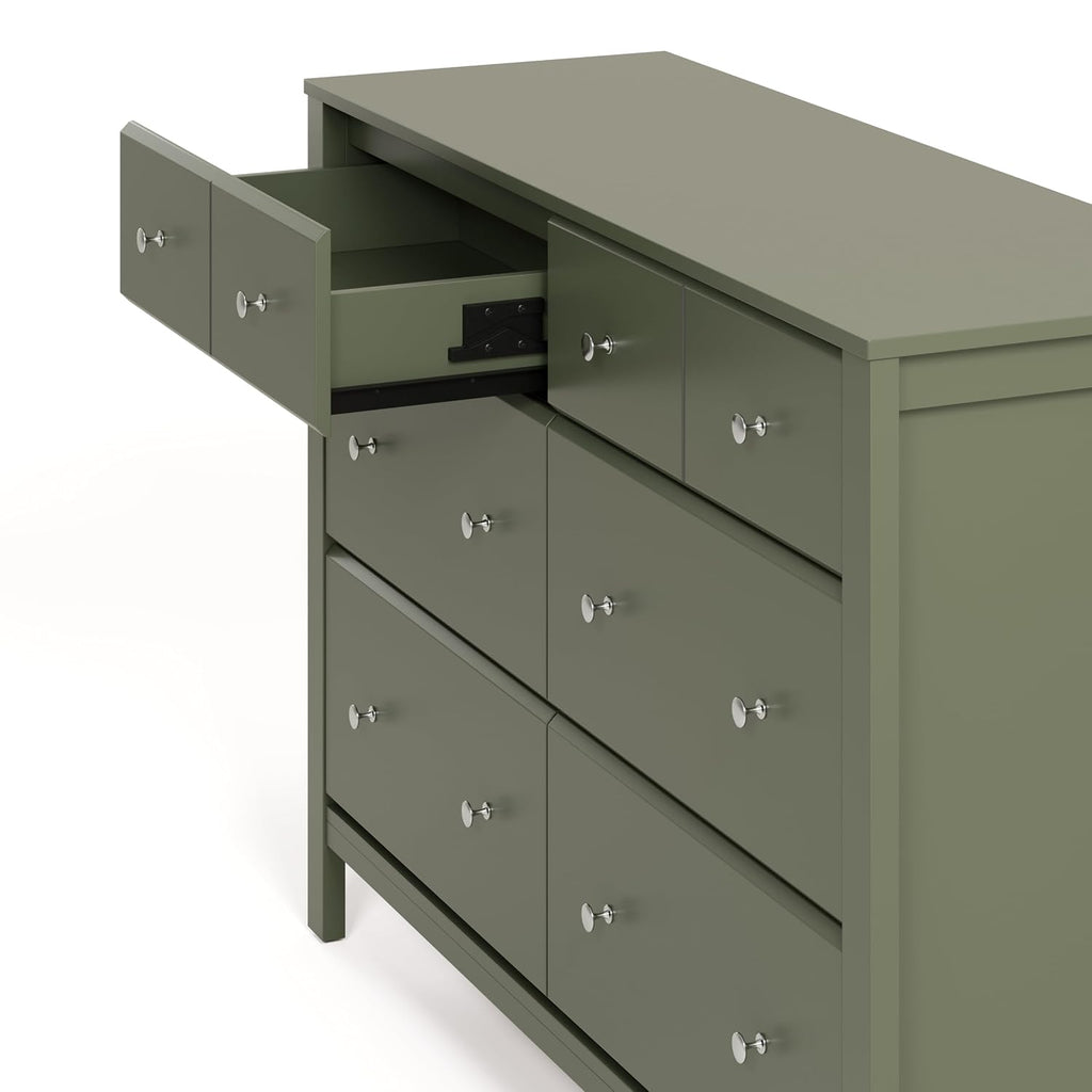 Storkcraft Horizon 6 Drawer Dresser (Olive) – GREENGUARD Gold Certified Dresser for Nursery & Kids' Room, Modern Storage with Interlocking Drawer System