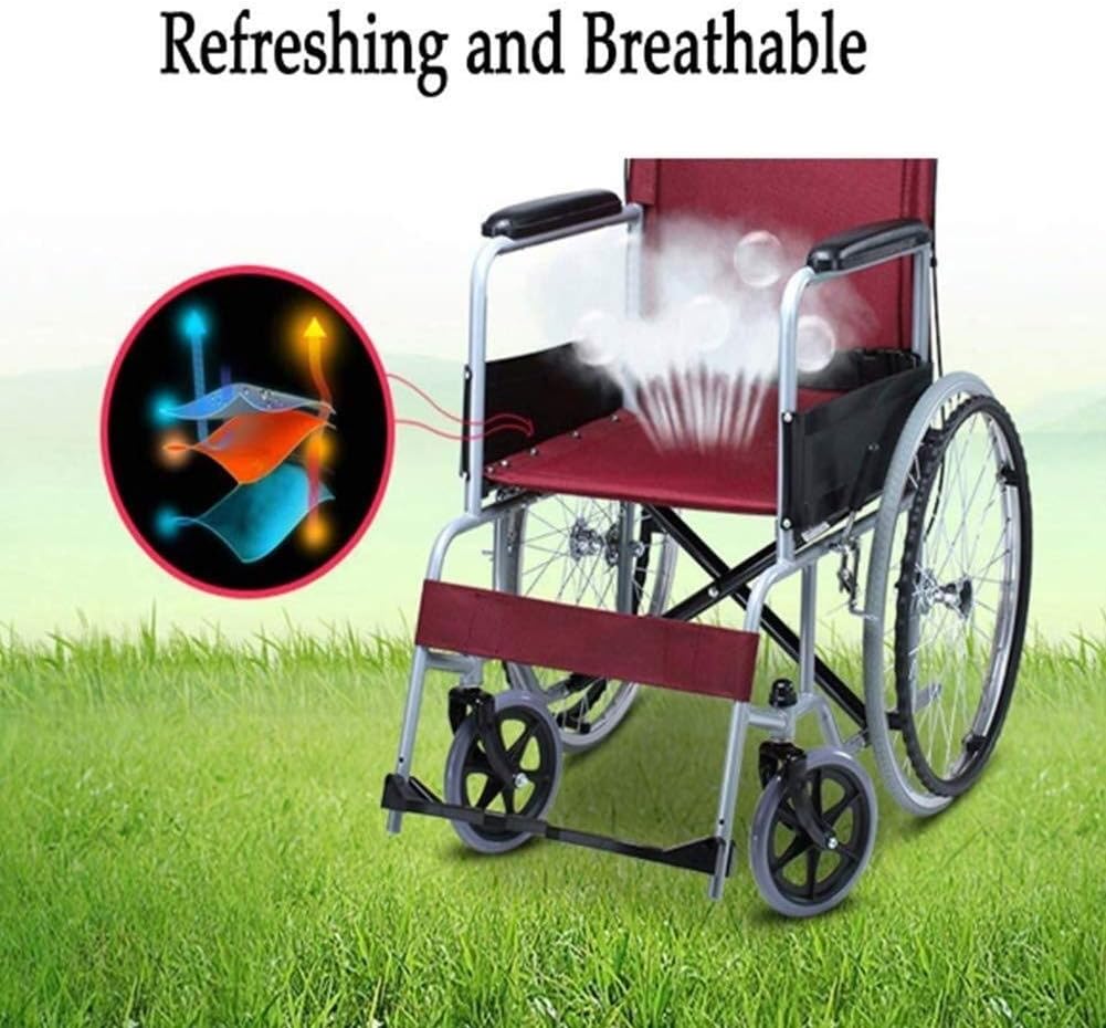 Wheelchair Aluminum Alloy Lightweight Fold, Portable Comfortable Non-Slip Trolley Scooter, Disabled/Elderly with Rear Brake,Portable