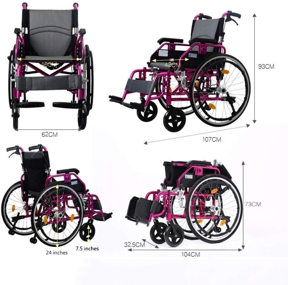 Wheelchair Lightweight Foldable, Manual with Non-Pneumatic Tire Adjustable Pedals Aluminum Alloy Push Scooter,Portable