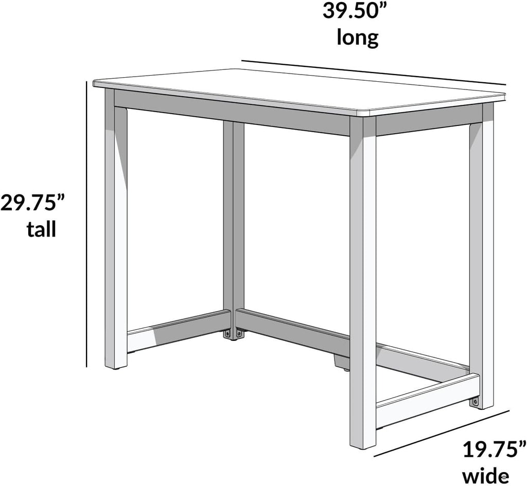 Plank+Beam Writing Desk, Simple Desk for Bedroom, Home Office Study Desk, 39 Inch, White