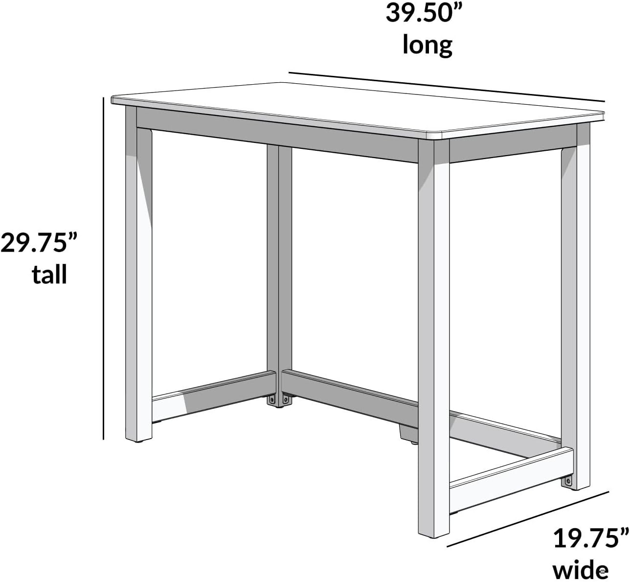 Plank+Beam Writing Desk, Simple Desk for Bedroom, Home Office Study Desk, 39 Inch, White