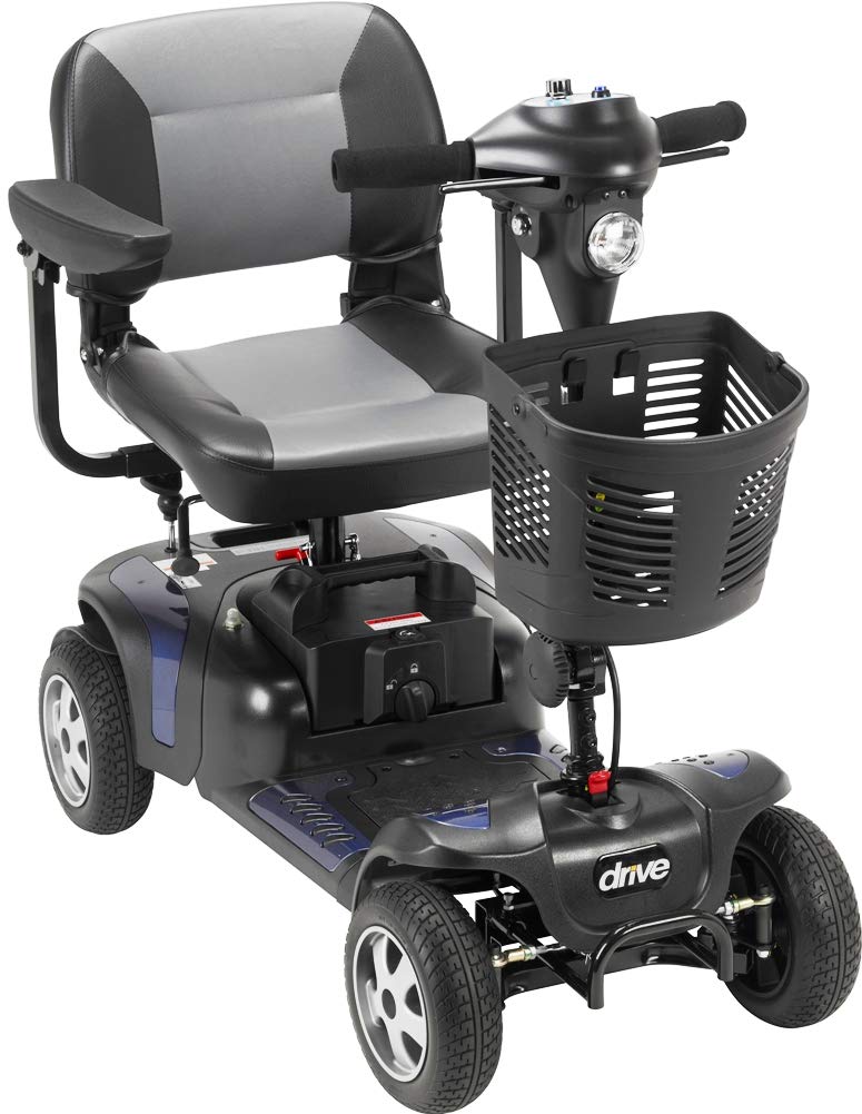 Drive Medical PHOENIXLT4-20 Phoenix Heavy Duty 4-Wheel Travel Scooter, 20' Folding Seat, 350 lbs Weight Capacity, 4 mph Max Speed, 15 Miles Maximum Range, Armrests are Padded and Adjustable