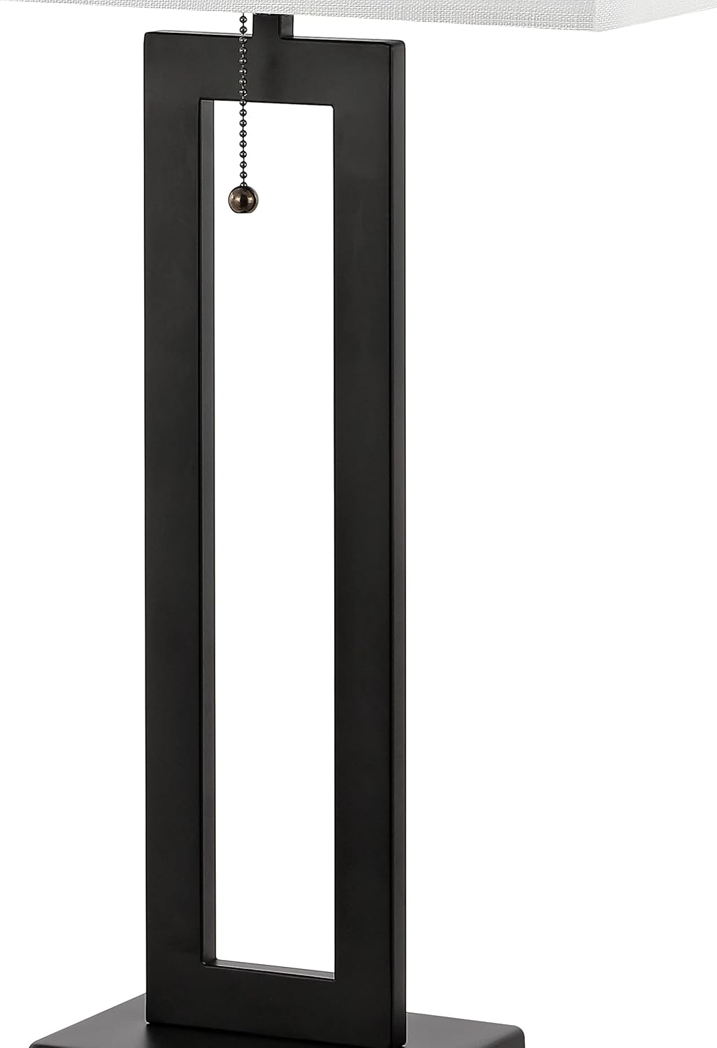 JONATHAN Y 28.5' Black Table Lamp Set of 2 with USB Port and Pull Chain, Modern Industrial Bedside Lamp for Living Room, Rectangular White Linen Shade, LED Bulb (JYL1126C-SET2)