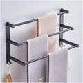 Black Wall-Mounted Towel Bar for Bathroom - Space Aluminum 3-Layer Towel Rack with Towel Rail - Stylish and Practical Towel Holder.