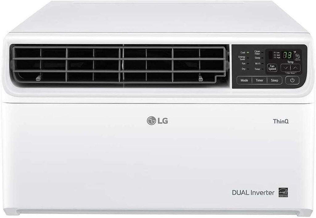 LG 8,000 BTU Dual Inverter Smart Window Air Conditioner, 115V, Cools 340 Sq. Ft. for Bedroom, Living Room, Apartment, Quiet, Energy Star, works with LG ThinQ, Amazon Alexa and Hey Google, White