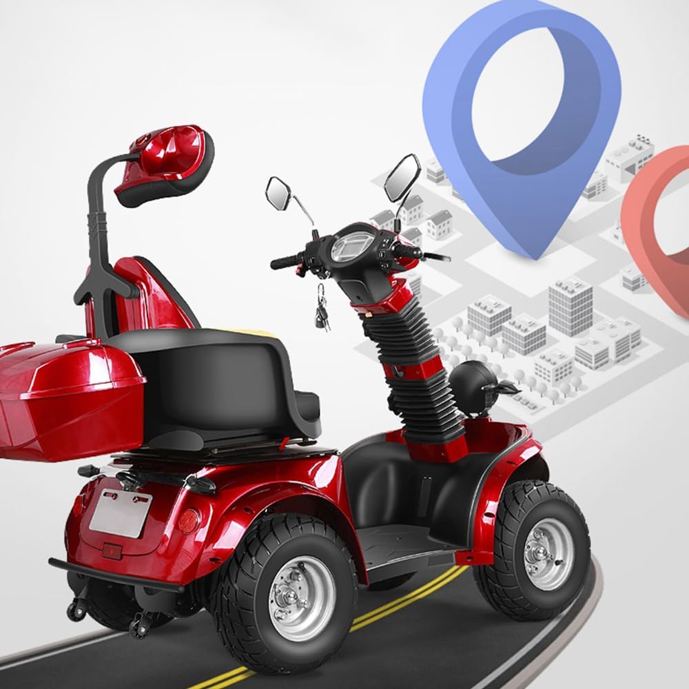 Heavy Duty 4 Wheels Mobility Scooter, All Terrain Electric Mobility Scooters for Seniors and Adults, 1000W Motor, Fat Tire, Adjustable Handle and Seats, 500lbs Capacity, 31-36 Miles of Range