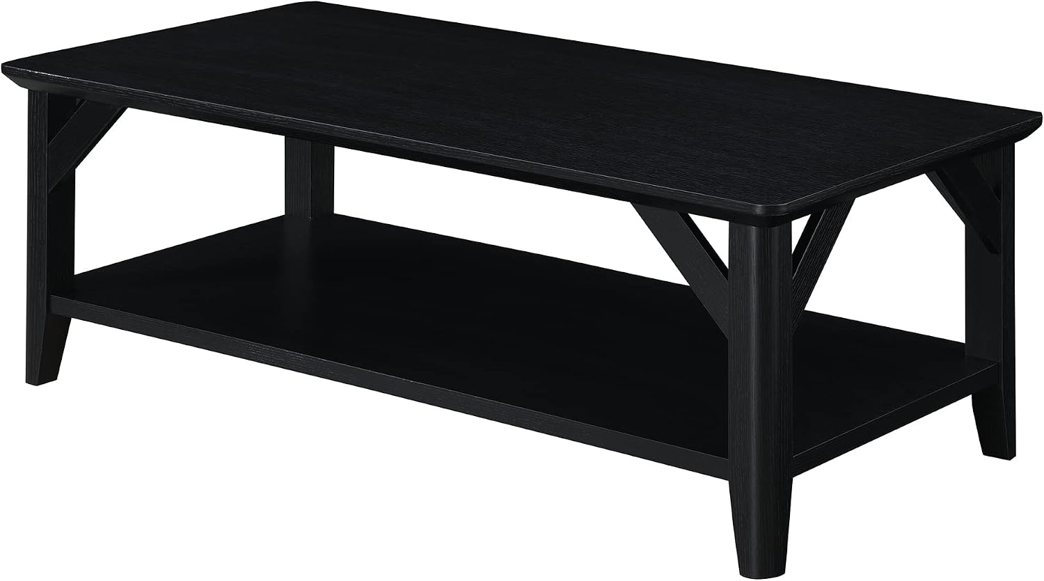 Convenience Concepts Winston Coffee Table 47.25' - Modern Center Room Accent with Storage Shelf for Transitional, Traditional Living & Family Room, Black