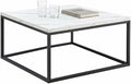 CENSI 30' Square Coffee Table, White Faux Marble Center Table for Living Room, Modern Minimalist Cocktail Table with Black Metal Frame, Extra Thick 1.2' Wood Top, Sturdy & Easy Assembly