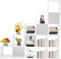 Ladder Cube Storage Bookcase 15-Cube Organizer for Home & Office L-Shaped Corner Shelf Freestanding L-Shaped Stepped Bookcase for Living Room Bedroom (White, 15-Cube)