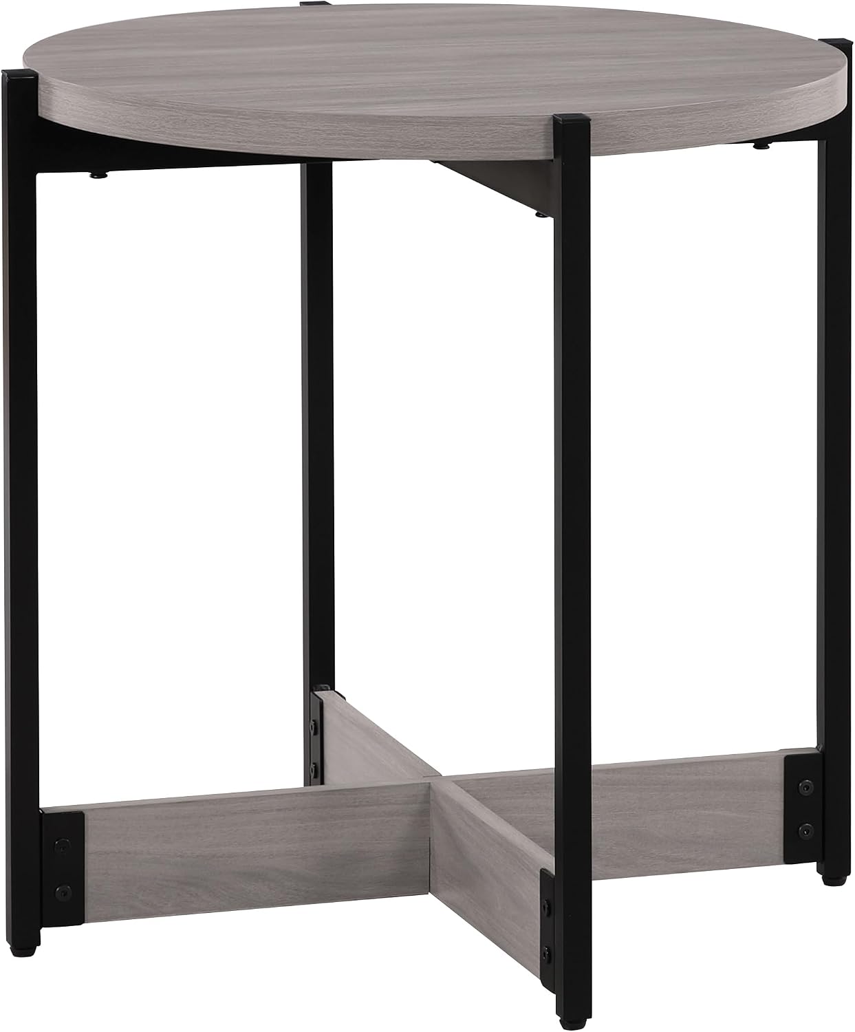 OSP Home Furnishings 3 Piece Occasional Table Set for Livingroom; One Coffee Table and Two Side Tables, Grey Woodgrain Finish with Black Metal