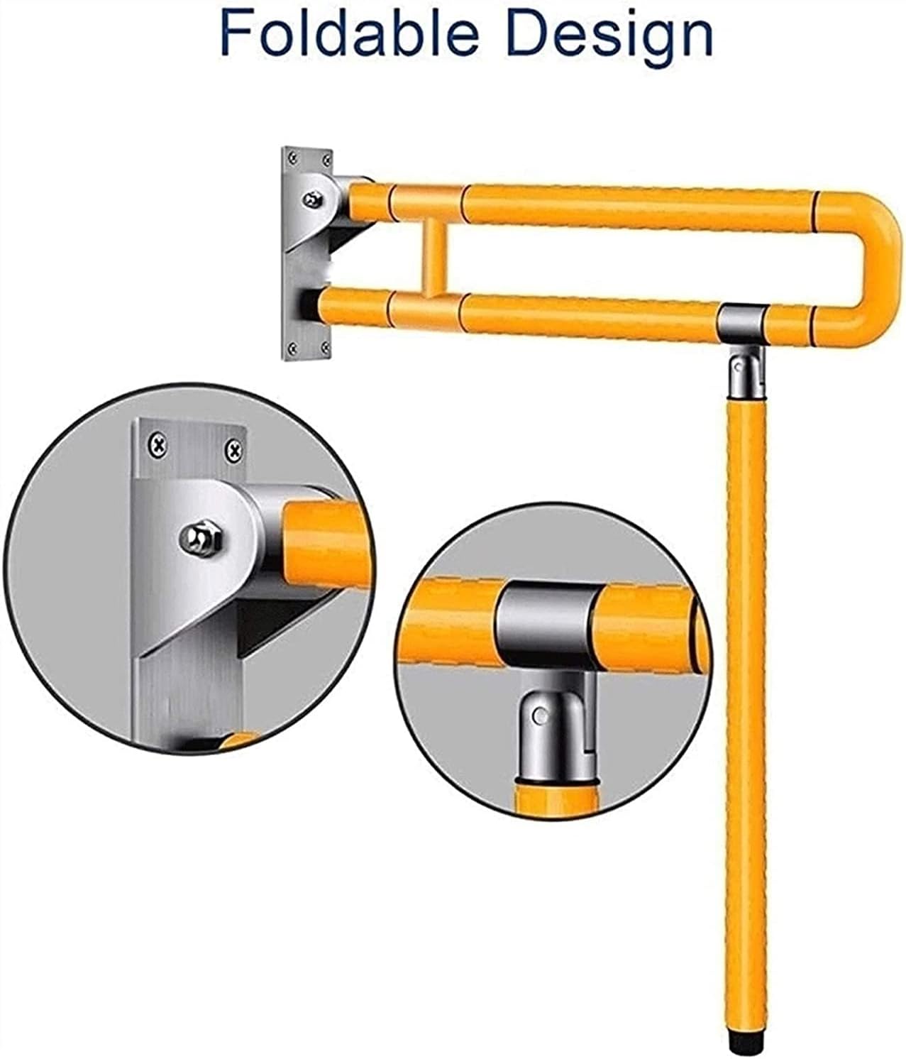 Bath Handle Towel Rail Handle Grab Bar Handrail Bathroom Seat Support Foldable Skid Resistance Toilet Hand Grips for Disability Aid Elderly (Color : Yellow)