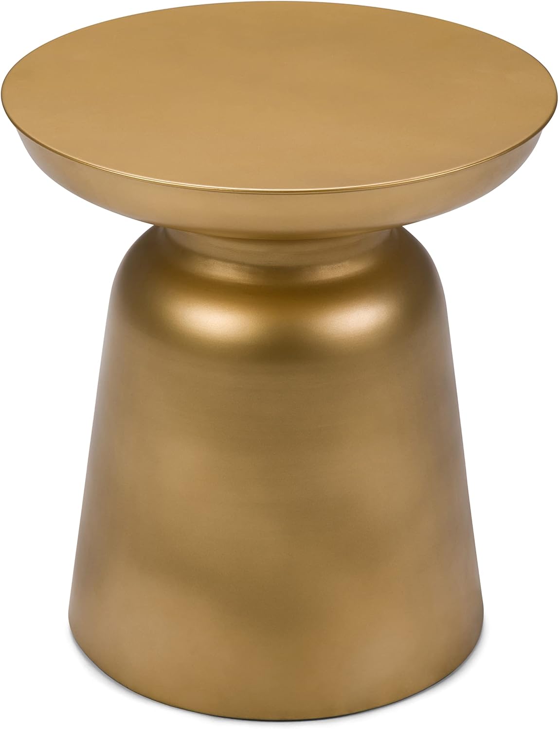 SIMPLIHOME Toby Metal Table - 17' Wide x 18' High Solid Iron Drum Accent Table in Gold, Industrial Side or End Table for Living Room, Bedroom or Entryway with Sculptural Design, Assembled