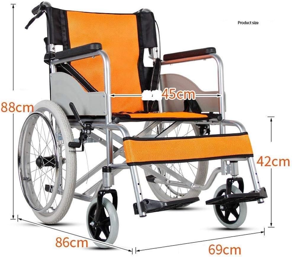 Wheelchair Manual,Fold Light Old Man Scooter Portable Travel Super Light Seniors/Disabled Trolley Transport Chair,portable(Red)