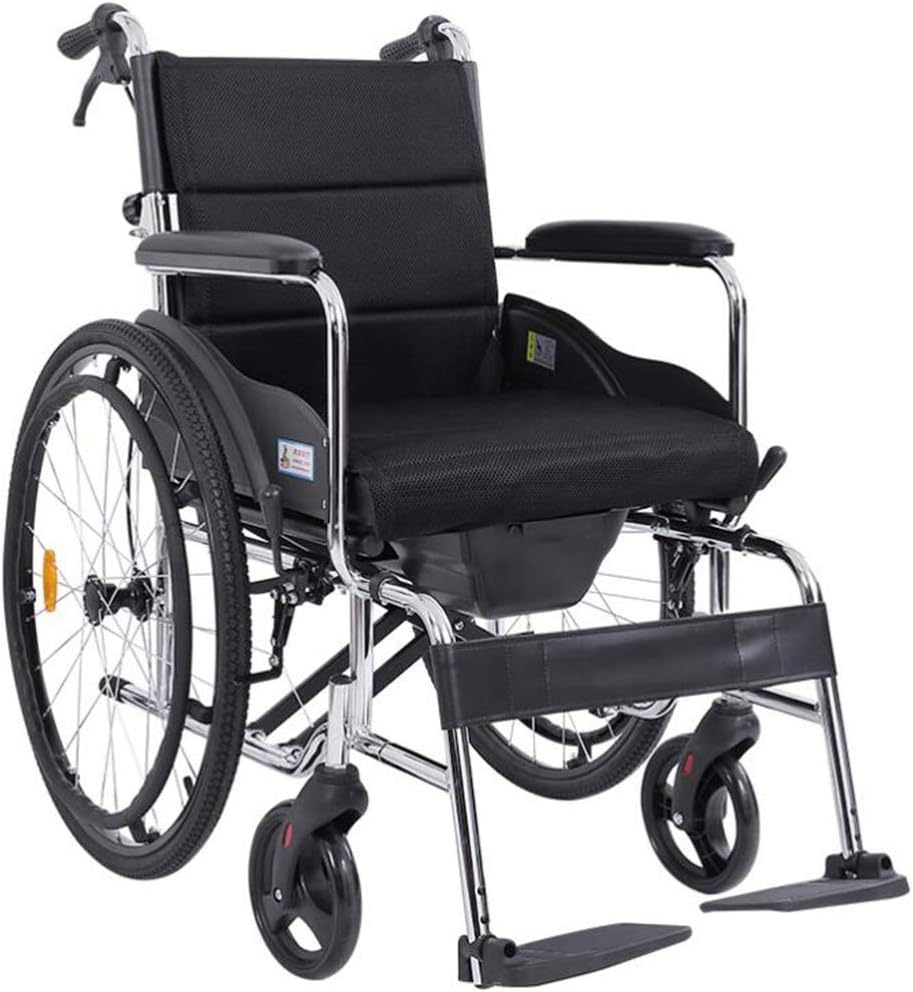 Wheelchair Foldable, Self-Propelled with Adjustable Pedals Non-Pneumatic Tire Honeycomb Breathable Cushion Disabled/Elderly Push Scooter,Red (Red)(Black)