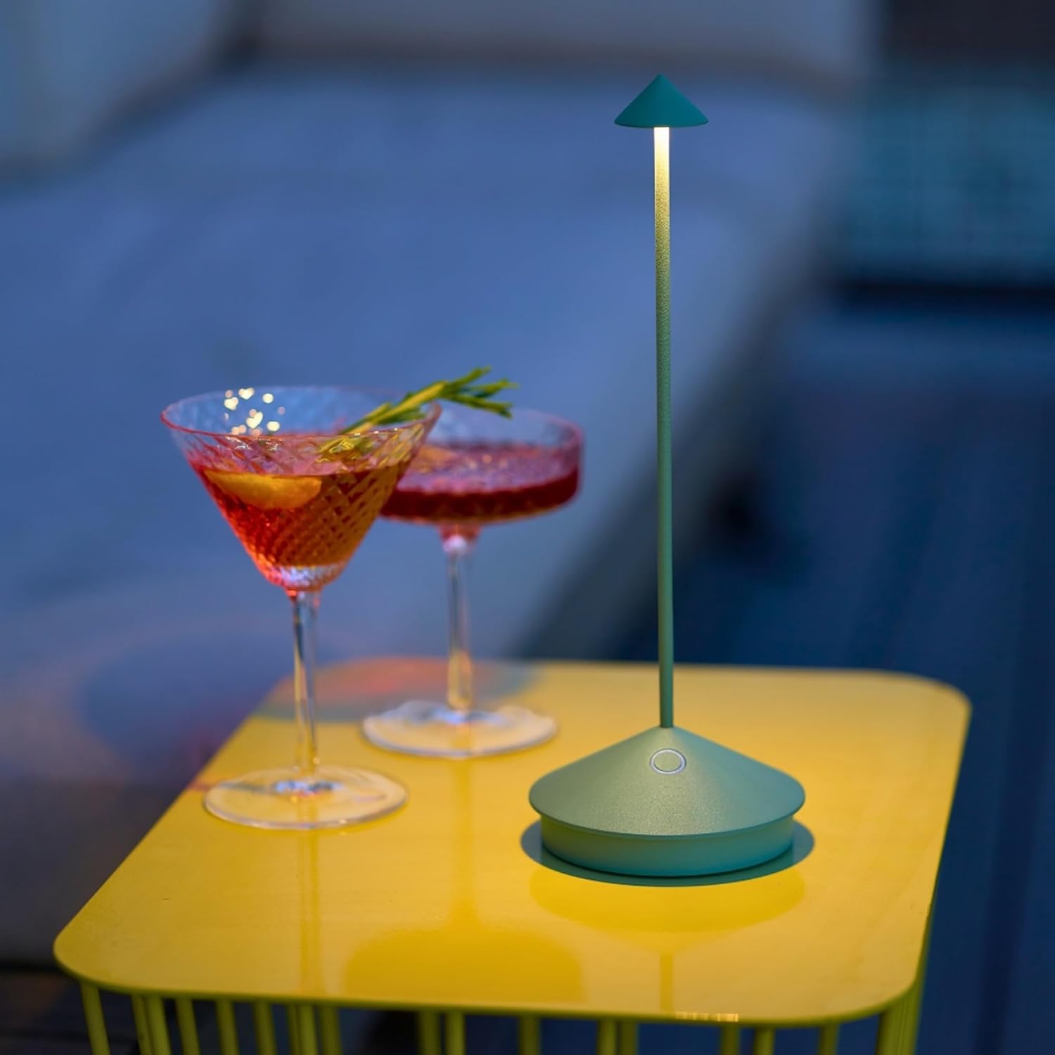 Zafferano, Pina Pro Lamp, Rechargeable Cordless Table Lamp with Touch Controls, Suitable for Indoor and Outdoor, Dimmer, 2200-3000 K, Height 11.4 Inches, Sage Color
