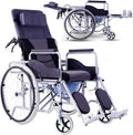 Wheelchair High Backrest Fold Super Light, Portable with Toilet No Need for Pneumatic Tires Lying Down Self-Propelled Senior/Disabled Trolley Scooter,Portable