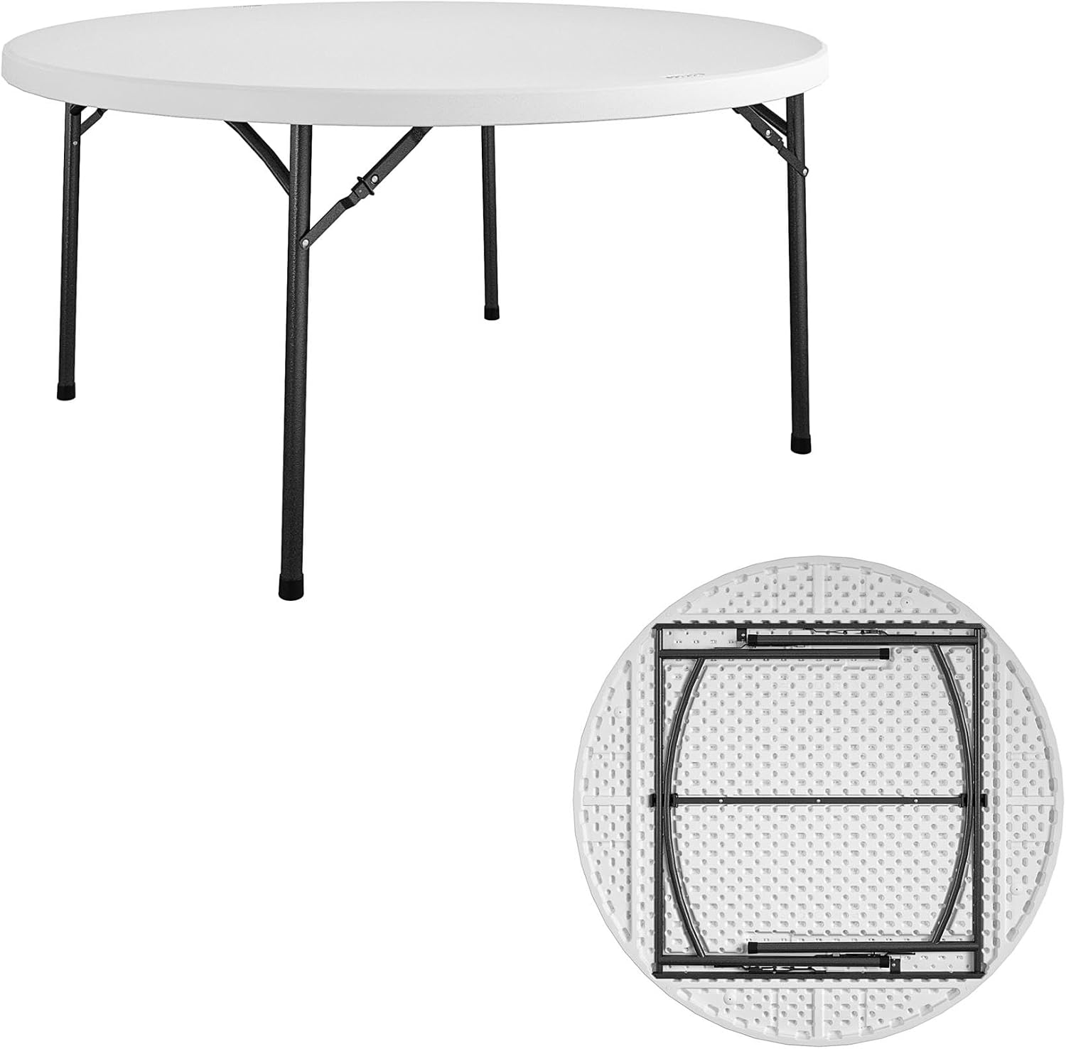 COSCO Commercial 5' (60') Round Blow Mold Table, White