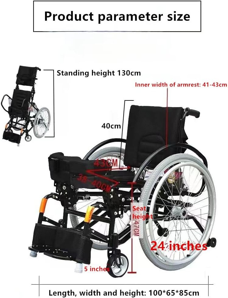 Manual Wheelchair Walker Standing Frame Sports Wheelchair Hemiplegia Wheelchair can Stand and sit Foldable Rehabilitation Trainer (Size : Seat Width 40cm)