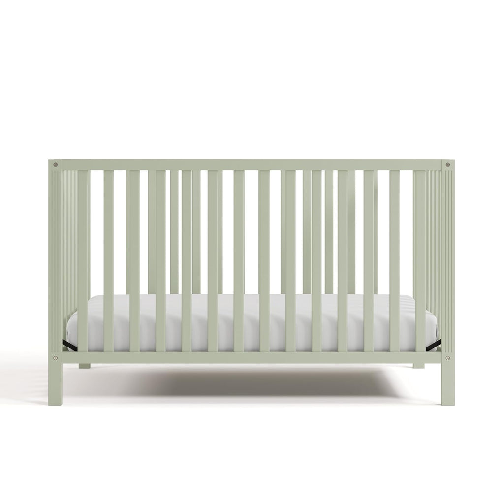 Storkcraft Morningside 5-in-1 Convertible Crib – GREENGUARD Gold Certified, Fits Standard Crib Mattress, Converts to Toddler Bed, Daybed and Full Bed, 4 Adjustable Mattress Heights (Sage)