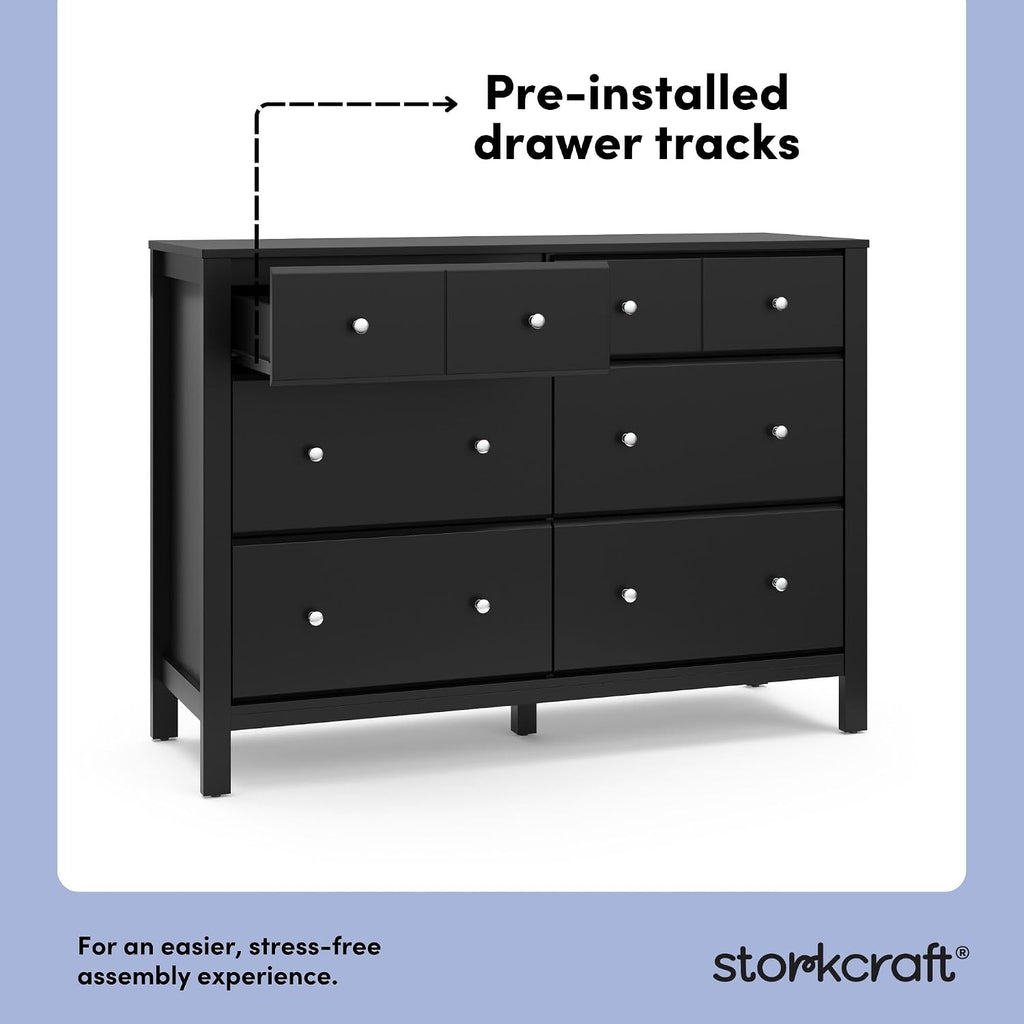 Storkcraft Horizon 6 Drawer Dresser (Black) – GREENGUARD Gold Certified Dresser for Nursery & Kids' Room, Modern Storage with Interlocking Drawer System