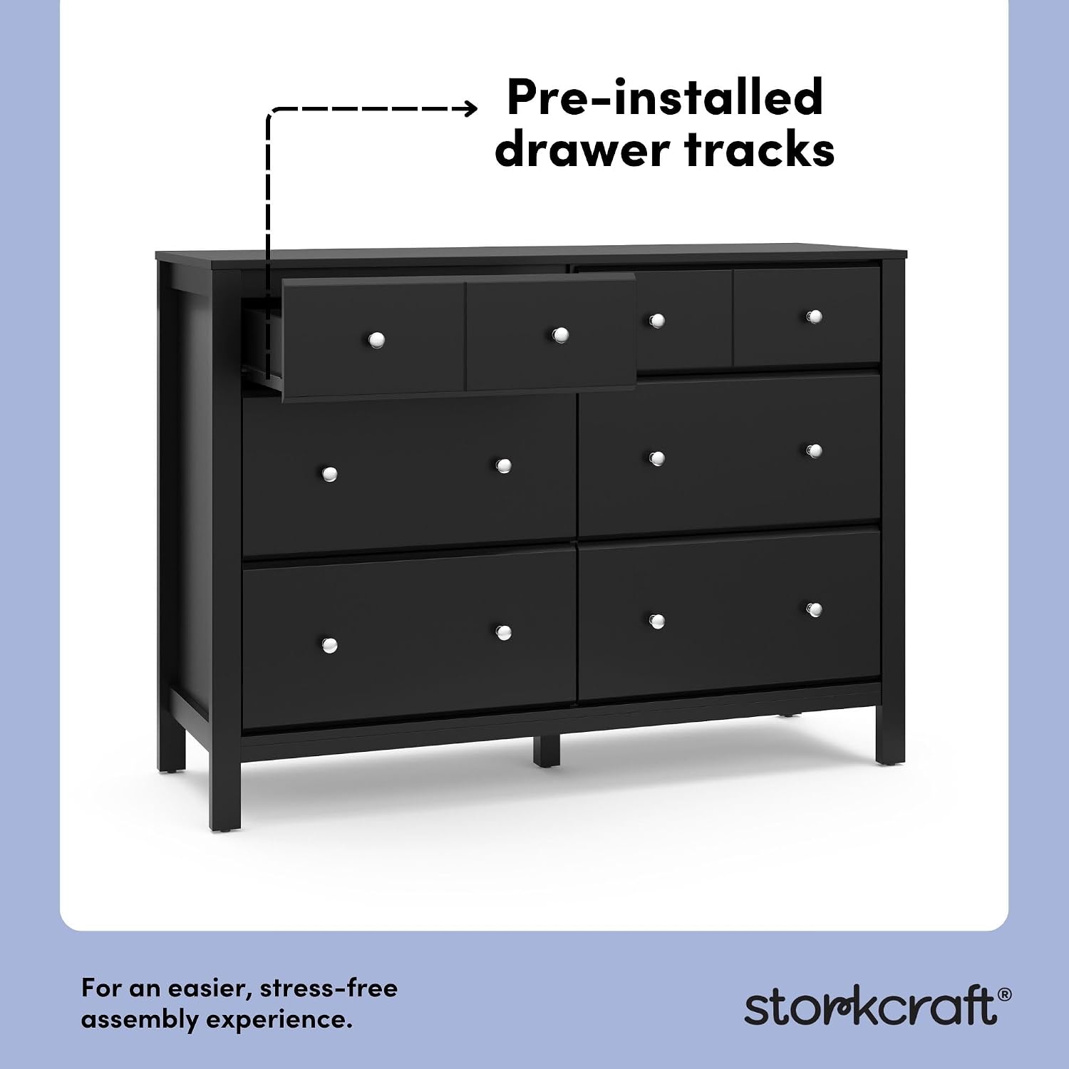 Storkcraft Horizon 6 Drawer Dresser (Black) – GREENGUARD Gold Certified Dresser for Nursery & Kids' Room, Modern Storage with Interlocking Drawer System