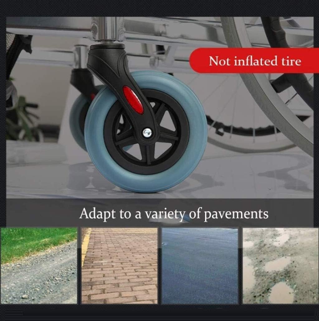 Wheelchair Aluminum, Folding Travel with Non-Pneumatic Tire Adjustable Foot Pedal Double Brake Disabled/Elderly Trolley Scooter Self-Propelled,Portable