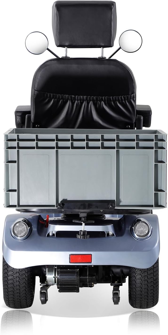 Mobility Scooters for Seniors & Adults 400 Lb Weight Capacity,4-Wheel Heavy Duty Travel Foldable Powered Scooter,Disability Mobile Electric Wheelchair,Luxury Seat and Front Rear Led Lights,Gray