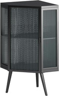 Vinsetto 22.25' Corner Floor Cabinet with Tempered Glass Door, Storage Shelves for Bathroom, Living Room, Bedroom, Black