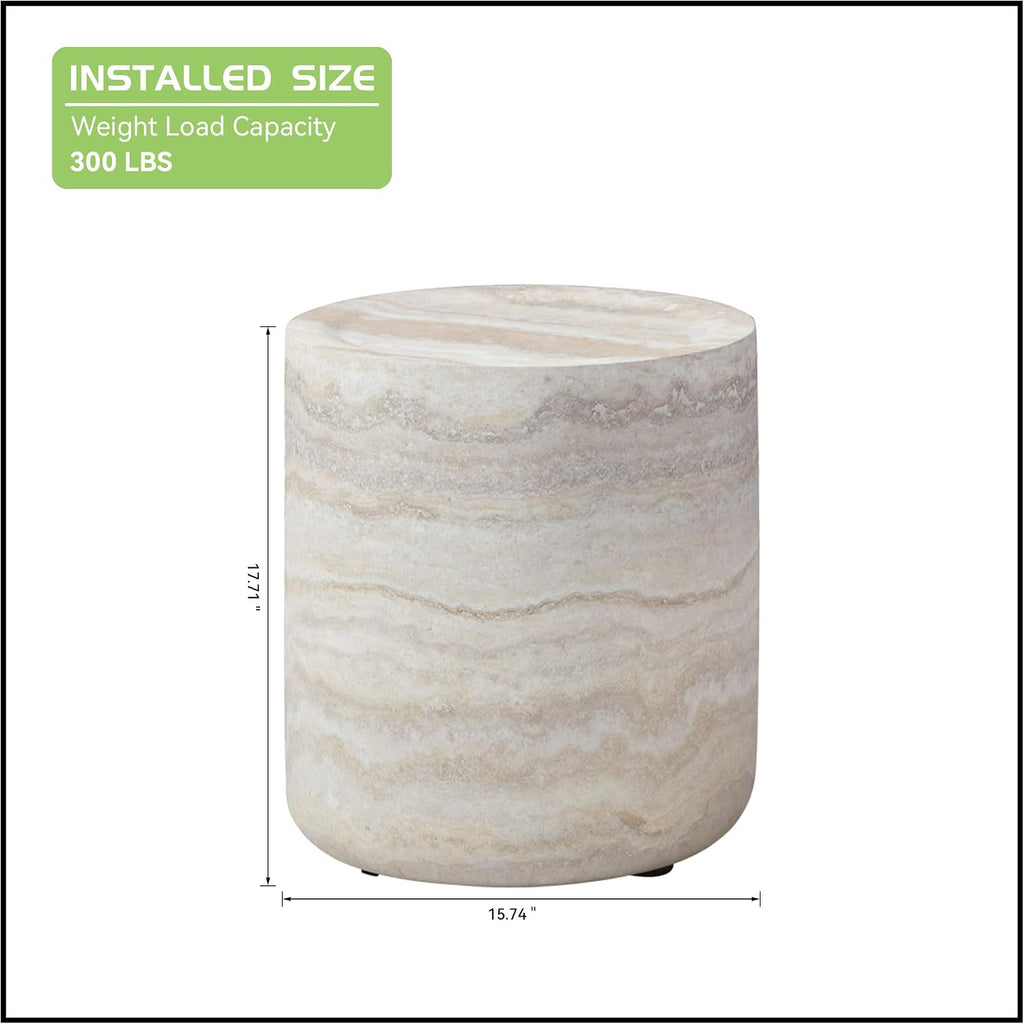 JUSTONE 15.74 ''Round Coffee Tables for Living Room, Faux Mars Pattern Modern Minimalist Side Tables Accent End Table End Table for Apartment,Office,Ø15.74'' x 17.71' H,Marble