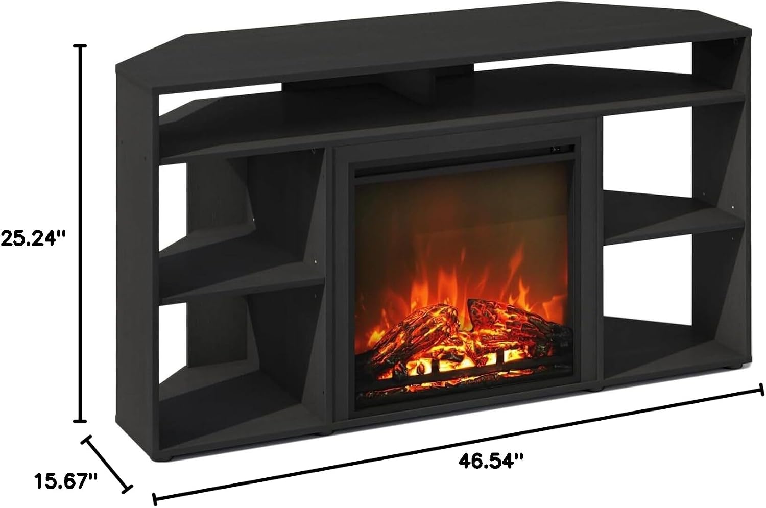 Electric Fireplace TV Stand - Corner Entertainment Center for TVs up to 55 Inch Americano/Corner with Top Shelf