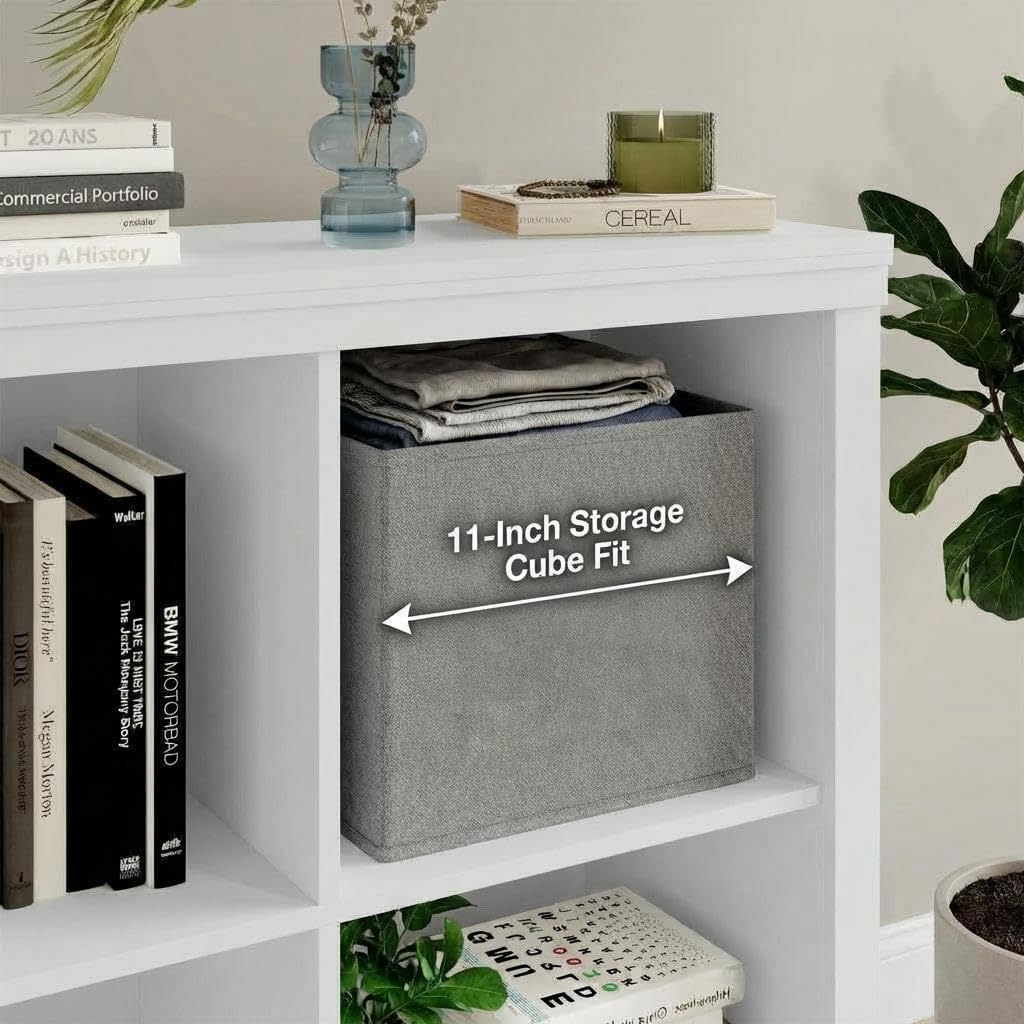 GarveeHome 6 Cube Storage Organizer, 53 Inch Tall Bookcase with Anti-Tip Design, Sturdy Wooden Bookshelf for Living Room, Bedroom, Home Office, Ivory White Cube Shelf