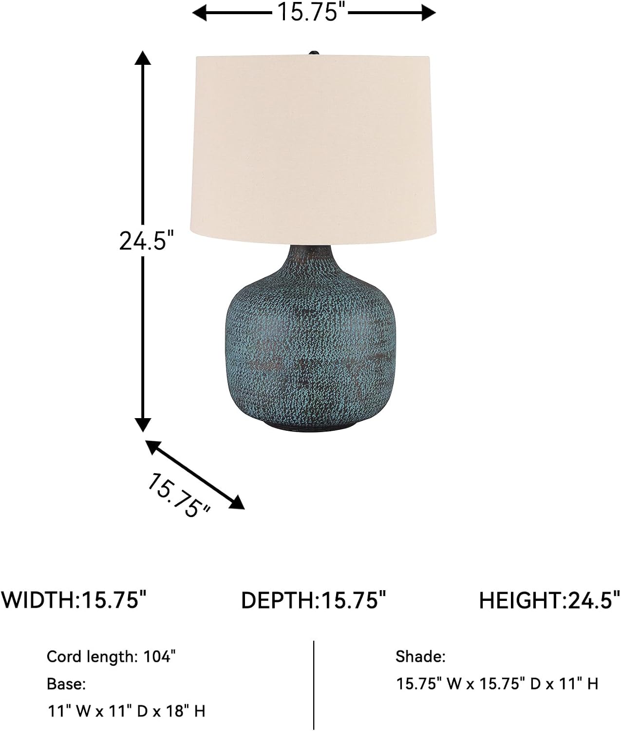 Signature Design by Ashley Malthace 24.5' Metal Accent Table Lamp, Beige, Copper, Blue & Bronze