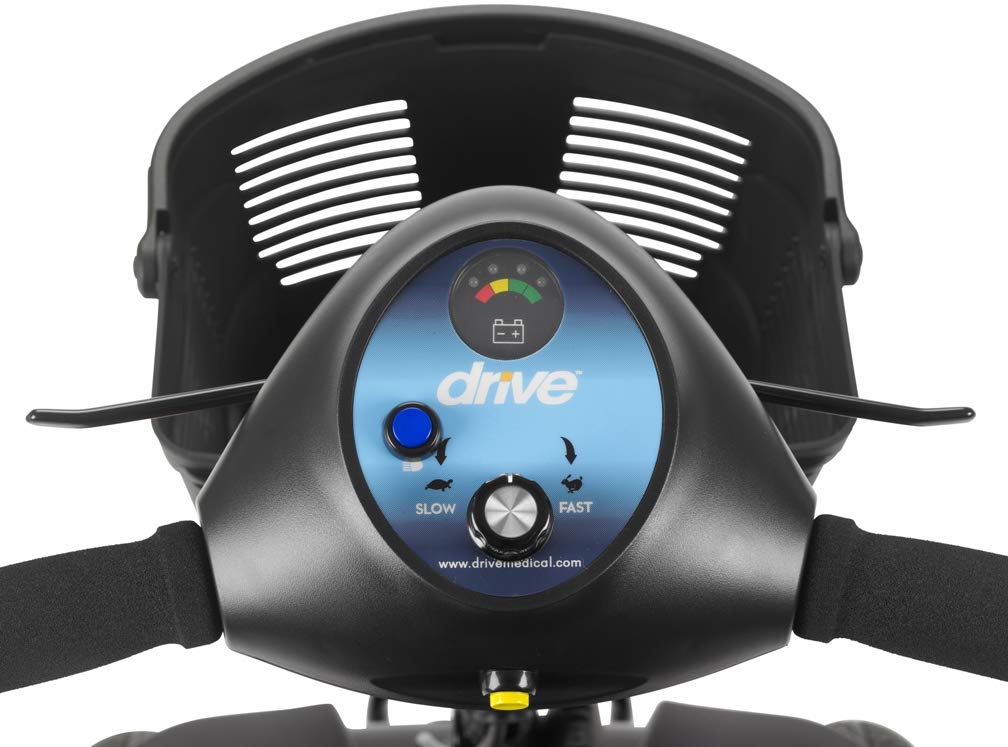 Drive Medical PHOENIXLT4-20 Phoenix Heavy Duty 4-Wheel Travel Scooter, 20' Folding Seat, 350 lbs Weight Capacity, 4 mph Max Speed, 15 Miles Maximum Range, Armrests are Padded and Adjustable