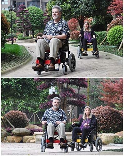 Seniors Elderly Scooter Four Electric wheelchairs Intelligent Lightweight Foldable GPS, Suitable for The Elderly Travel, red, 96X67CM