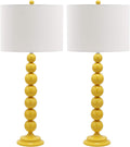 SAFAVIEH Lighting Collection Jenna Modern Contemporary Yellow Stacked Ball 32-inch Bedroom Living Room Home Office Desk Nightstand Table Lamp Set of 2 (LED Bulbs Included)