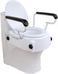 Raised Toilet Seat with Armrests Adjustable Height Disability Aid - Elderly & Disabled Bathroom Safety Seat for Safety and Comfort