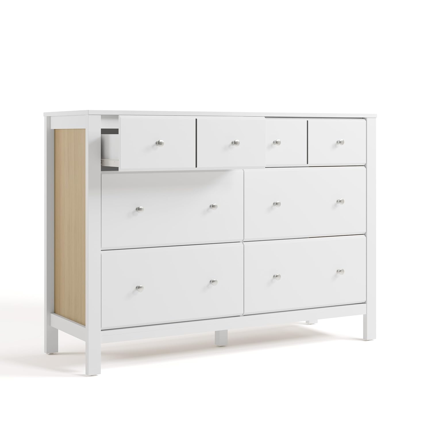Storkcraft Horizon 6 Drawer Dresser (White with Driftwood) – GREENGUARD Gold Certified Dresser for Nursery & Kids' Room, Modern Storage with Interlocking Drawer System