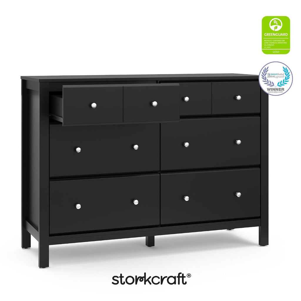 Storkcraft Horizon 6 Drawer Dresser (Black) – GREENGUARD Gold Certified Dresser for Nursery & Kids' Room, Modern Storage with Interlocking Drawer System