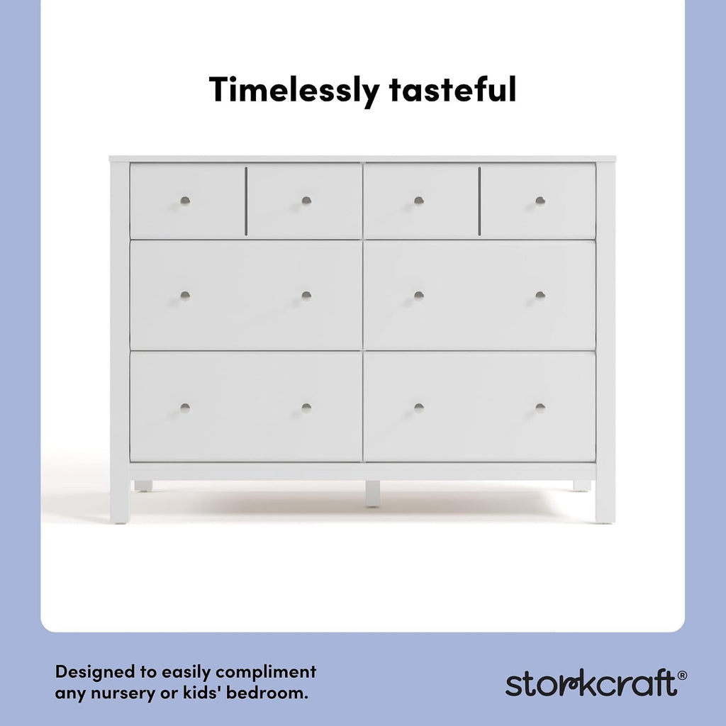 Storkcraft Horizon 6 Drawer Dresser (White with Driftwood) – GREENGUARD Gold Certified Dresser for Nursery & Kids' Room, Modern Storage with Interlocking Drawer System
