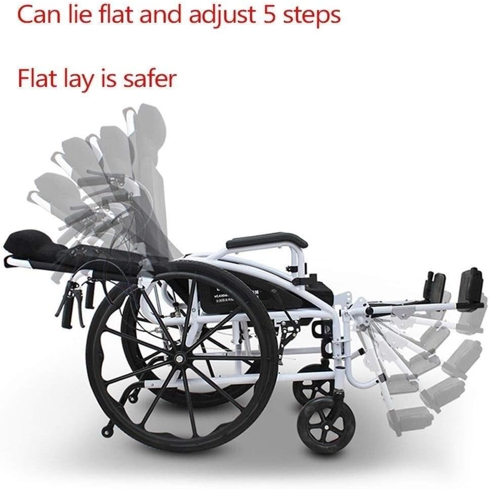 Wheelchair Foldable, High Back Self-Propelled with Non-Pneumatic Tire Adjustable Pedals Double Brake Mobile Toilet Elderly/Disabled Push Scooter,Portable