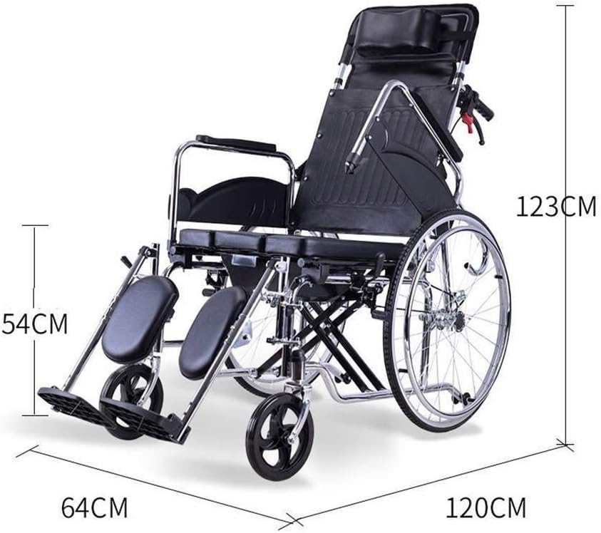 Wheelchair Home High Back to Back Lying, with Toilet Simple Dining Table Fold Portable Travel Elderly Trolley Disabled Scooter,Portable
