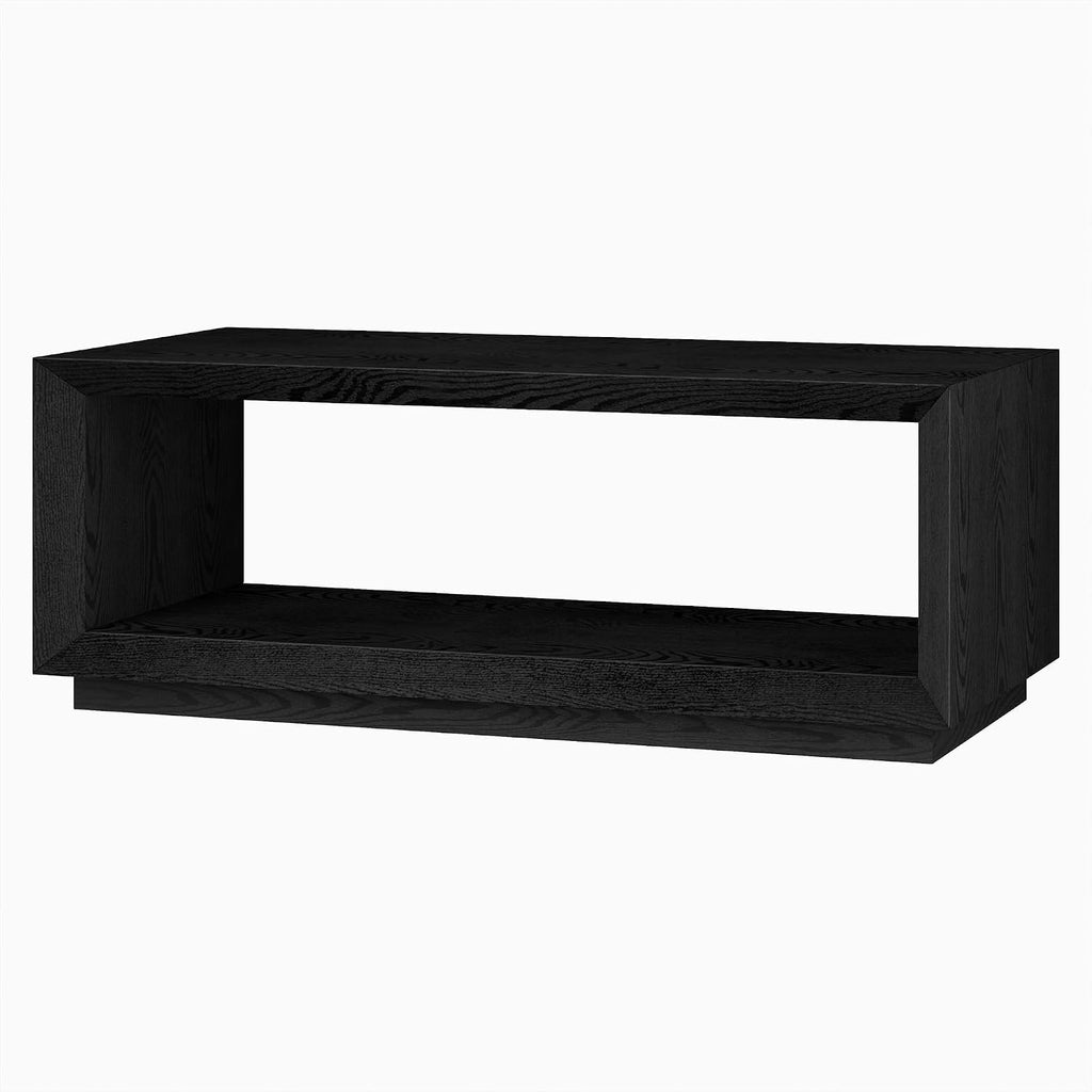 Henn&Hart 48' Rectangular Coffee Table with Open Storage Shelf for Living Room, Family Room, or Office, Natural Black