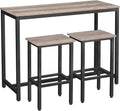 HOOBRO Bar Table and Chairs Set, 47.2' Rectangular Pub Table with 2 Stools for Small Space, High Top Table, 3-Piece Breakfast Set, Sturdy Metal Frame, Easy to Assemble, Greige BG52BT01