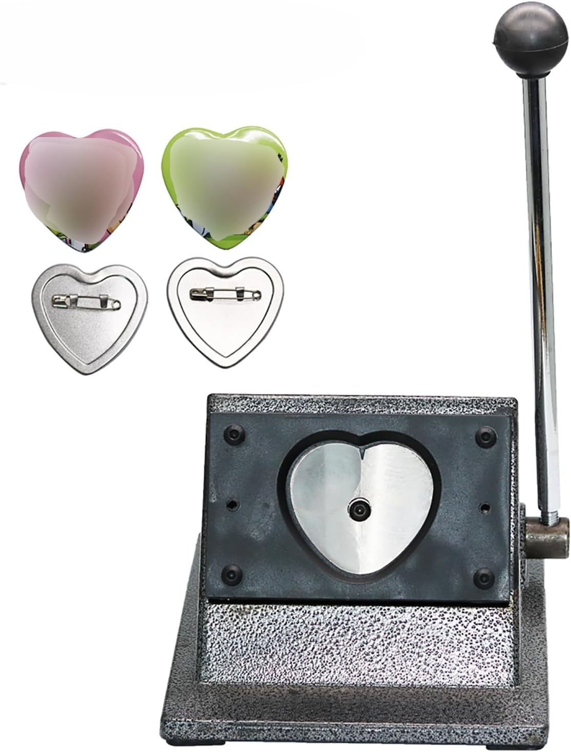 Heart Button Cutter, Heart Shape Paper Hole Punch, Manual Graphic Punch and Die Cutting Machine, Button Cutting Machine, Heart Punching Machine for Heart Badge Making, 57 * 53mm