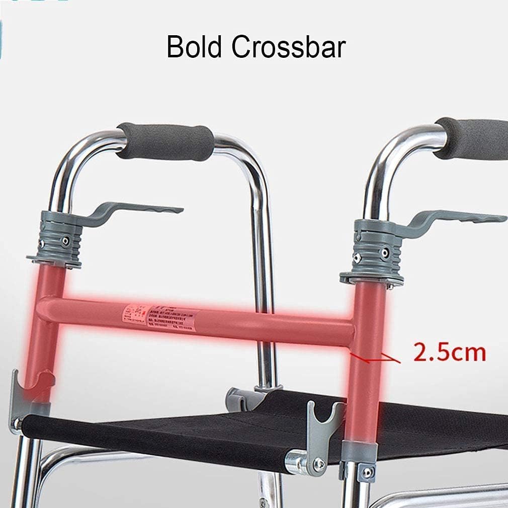 Folding Elderly Walker Lightweight Aluminum Alloy Walking Frame Daily Living Aid with Seat and Folding Handle Transport Chair
