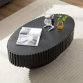 Oval Coffee Table for Living Room Pedestal Fluted Coffee Table Modern Handcrafted Centre Table for Apartment, Easy Assembly 43.7', Black