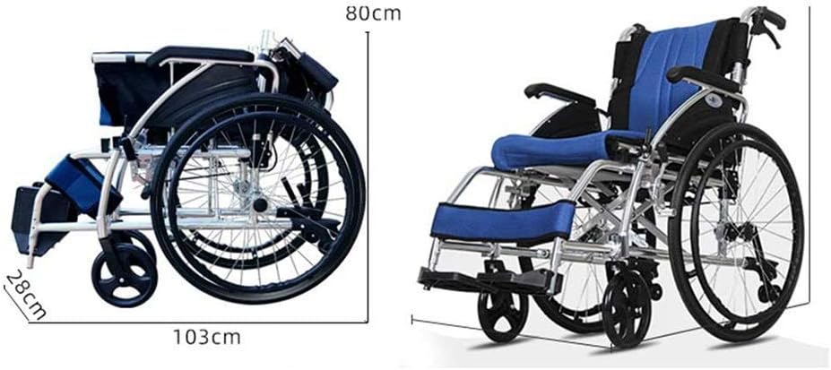 Wheelchair Lightweight Foldable, Portable Self-Propelled Hang Titanium Alloy Sturdy and Stable with Anti-Overturn Design Senior/Disabled Push Scooter,Portable