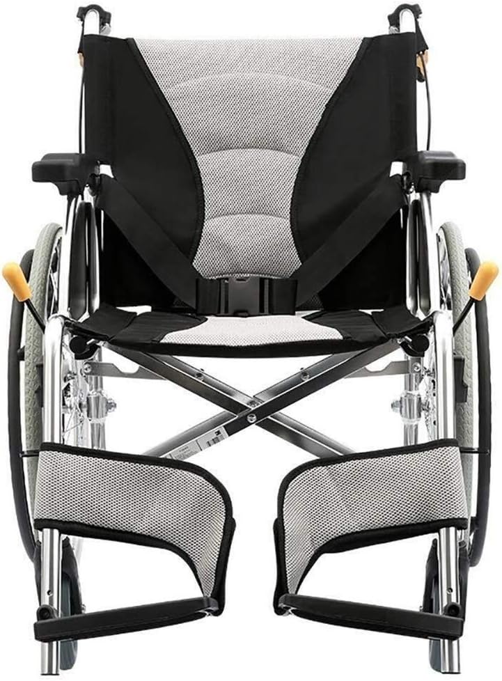 Wheelchair Aluminum, Folding Travel with Non-Pneumatic Tire Adjustable Foot Pedal Double Brake Disabled/Elderly Trolley Scooter Self-Propelled,Portable