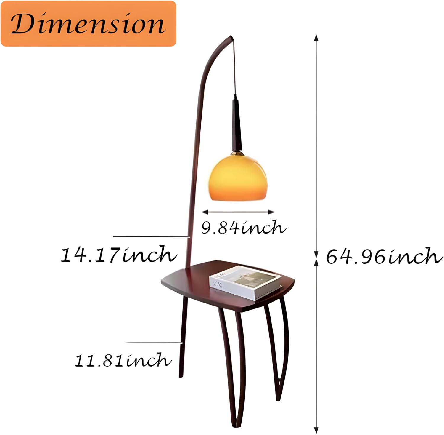 Bofea-Retro Floor Lamp for Living Room,Mid Century Tall Lamps with Tea Table,Fishing Standing Lamp with Mushroom Glass Lampshade,Table Tall Pole Talling Light for Bedroom,Office,Apartment.(A Model)